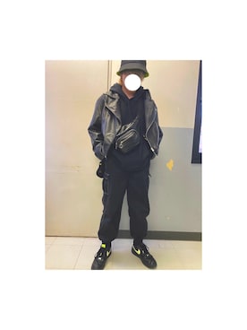 「WEGO（ウィゴー）のアイテム（ライダースジャケット）」を使った、宇樹さん（メンズ・170cm）の冬コーディネート