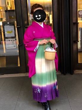 「おばあちゃんの袴のアイテム（その他、その他）」を使った、nanaさん（レディース・155cm）の春コーディネート