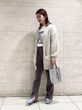 「サックスブルー」｜「アイテム（その他シューズ）」を使った、mioさん（レディース・162cm）の冬コーディネート