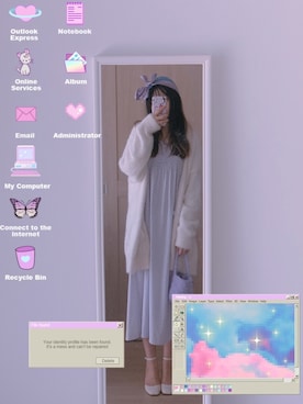 「部屋撮り」｜「アイテム（ニットキャップ/ビーニー）」を使った、❥Annikaaa☾さん（レディース・153cm）の秋コーディネート