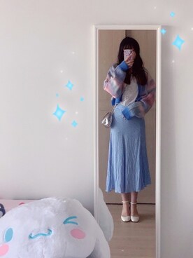 「ブルーコーデ」｜「アイテム（アンサンブル）」を使った、❥Annikaaa☾さん（レディース・153cm）の秋コーディネート