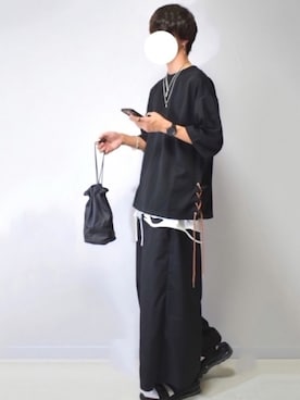 「unrelaxing（アンリラクシング）のアイテム（スラックス）」を使った、あすさん（メンズ・176cm）の春コーディネート