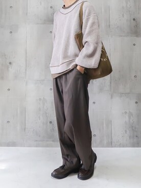 「BASQUE magenta（バスクマゼンタ）のアイテム（ニット/セーター）」を使った、あすさん（メンズ・176cm）の秋コーディネート