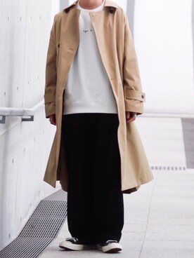 「epnok（エプノック）のアイテム（トレンチコート）」を使った、あすさん（メンズ・176cm）の春コーディネート