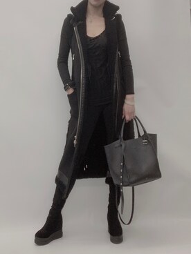 「DIESEL（ディーゼル）のアイテム（ジャケット/アウター、ブラック系）」を使った、Kazuyoさん（レディース・160cm）の冬コーディネート