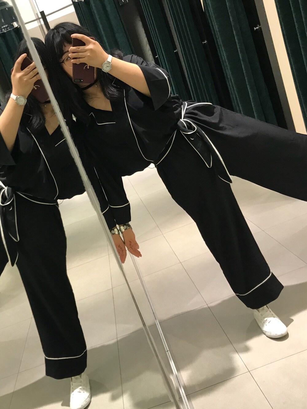「MONKIのアイテム（つなぎ/オールインワン、ブラック系）」を使った、Zero1307さん（レディース・166cm）の夏コーディネートの1枚目の写真