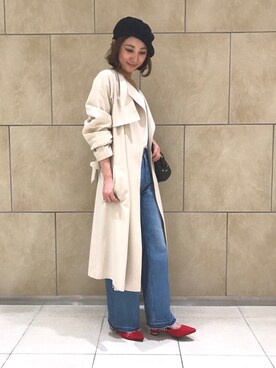 「andemiu」｜「アイテム（トレンチコート）」を使った、satomiiさん（レディース・158cm）の春コーディネート