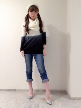 「ロングヘア」｜「アイテム（その他）」を使った、鈴木聖奈さん（レディース・157cm）の冬コーディネート