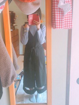 「時計」｜「アイテム（オールインワン・サロペット）」を使った、ましゅさん（レディース・156cm）の春コーディネート
