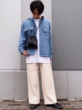 「SENSE OF PLACE by URBAN RESEARCH（センスオブプレイスバイアーバンリサーチ）のワイドデニム（その他パンツ）」を使った、なかやんさん（メンズ・166cm）の冬コーディネート