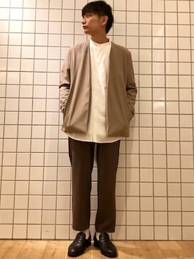 「秋のカフェオレコーデ」｜「アイテム（その他アウター）」を使った、なかやんさん（メンズ・166cm）の秋コーディネート