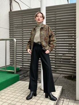 「HARE（ハレ）のウールワイドパンツ(HARE)（その他パンツ）」を使った、yuriaさん（レディース・168cm）の秋コーディネート