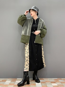 「HARE（ハレ）のアイテム（MA-1）」を使った、yuriaさん（レディース・168cm）の冬コーディネート