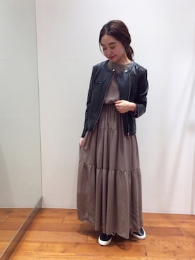 「URBAN RESEARCH ROSSO」｜「アイテム（ライダースジャケット）」を使った、ROSSOエスパル仙台店さん（レディース・155cm）の秋コーディネート