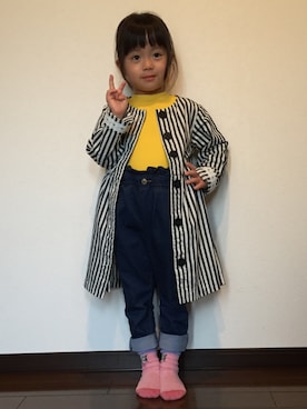 「apres les cours（アプレレクール）のコートワンピース（ワンピース、その他）」を使った、あんぱんちさん（キッズ）の春コーディネート