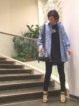 「ディーゼル」｜「アイテム（シャツワンピース）」を使った、まっちゃんさん（レディース・170cm）の春コーディネート