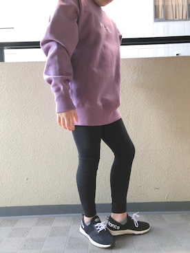 「Champion（チャンピオン）のアイテム（スウェット、パープル系）」を使った、maiimaiiさん（161cm）の秋コーディネート