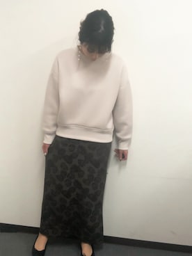 「BEAUTY&YOUTH UNITED ARROWS（ビューティーアンドユースユナイテッドアローズ）のBY 裏起毛コンパクトクルーネックスウェットプルオーバー（スウェット、ベージュ系）」を使った、maiimaiiさん（161cm）の冬コーディネート