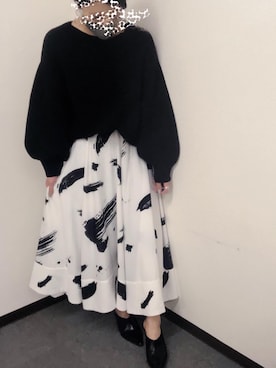 「Ameri（アメリ）のアイテム（スカート、ホワイト系）」を使った、maiimaiiさん（161cm）の冬コーディネート