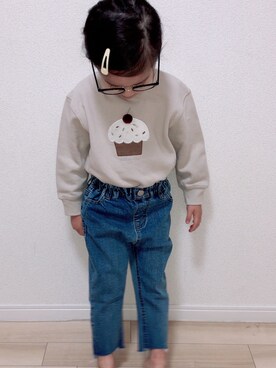 「petit main（プティマイン）のアイテム（スウェット、ベージュ系）」を使った、maiimaiiさん（161cm）の冬コーディネート