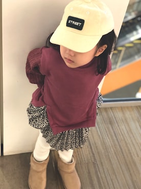 「petit main（プティマイン）のアイテム（ワンピース/ドレス、レッド系）」を使った、maiimaiiさん（161cm）の冬コーディネート
