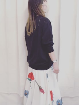 「Ameri（アメリ）のAMANDA CIRCULAR SKIRT（スカート、ホワイト系）」を使った、maiimaiiさん（161cm）の冬コーディネート