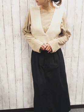 「FREAK'S STORE（フリークスストア）のアイテム（トップス、ベージュ系）」を使った、maiimaiiさん（161cm）の冬コーディネート