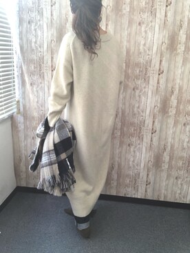 「Spick & Span（スピックアンドスパン）のアイテム（ワンピース/ドレス、ホワイト系）」を使った、maiimaiiさん（161cm）の冬コーディネート