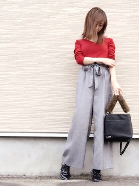 「MERCURYDUO（マーキュリーデュオ）のアイテム（モカシン/デッキシューズ）」を使った、yukinaさん（レディース・158cm）の秋コーディネート