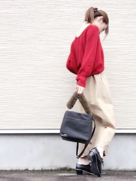 「MERCURYDUO（マーキュリーデュオ）のアイテム（モカシン/デッキシューズ）」を使った、yukinaさん（レディース・158cm）の秋コーディネート