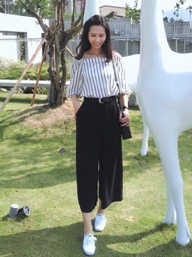 「one way（ワンウェイ）のアイテム（スラックス）」を使った、Daisy さん（レディース・168cm）の秋コーディネート