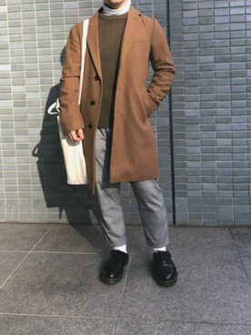 「マーチン」｜「アイテム（チェスターコート）」を使った、鞠乃助(まりのすけ)さん（メンズ・159cm）の秋コーディネート