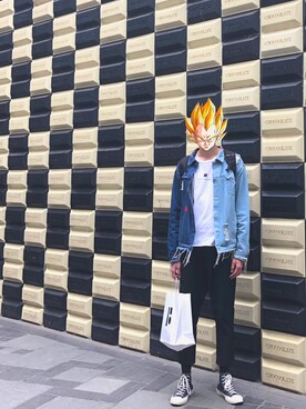 「アイテム（デニムジャケット）」を使った、zzさん（メンズ・195cm）の春コーディネート