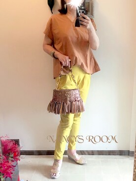 「マスタードイエロー」｜Nancyさん（レディース・163cm）の夏コーディネート