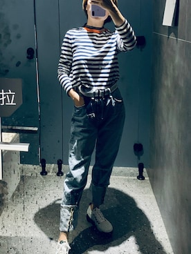 「rag & bone（ラグアンドボーン）のアイテム（パンツ）」を使った、00beansさん（レディース・155cm）の夏コーディネート