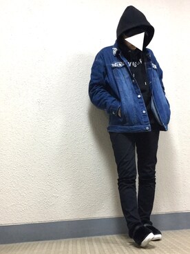 「学校」｜「アイテム（デニムジャケット）」を使った、りこさん（レディース・154cm）の春コーディネート