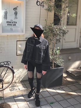 「真っ黒コーデ」｜「アイテム（ブルゾン）」を使った、りこさん（レディース・154cm）の秋コーディネート
