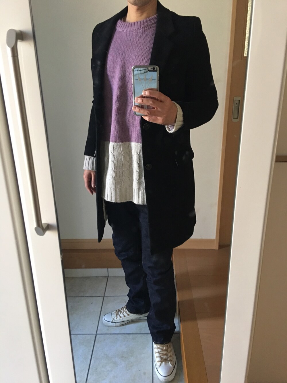 「UNUSEDのUS0592（その他アウター、ブラック系）」を使った、takさん（メンズ・179cm）の冬コーディネートの1枚目の写真