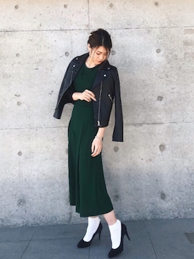 「outfit」｜「アイテム（ライダースジャケット）」を使った、𝕒𝕪𝕒さん（レディース・167cm）の冬コーディネート