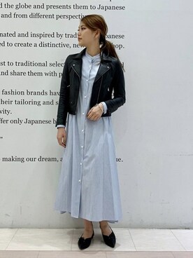 「STUDIOUS（ステュディオス）のアイテム（ライダースジャケット）」を使った、𝕒𝕪𝕒さん（レディース・167cm）の秋コーディネート