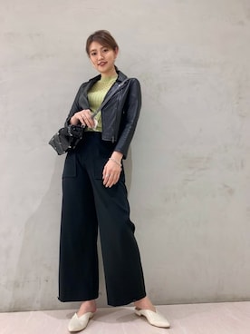 「STUDIOUS（ステュディオス）のアイテム（ライダースジャケット）」を使った、𝕒𝕪𝕒さん（レディース・167cm）の春コーディネート