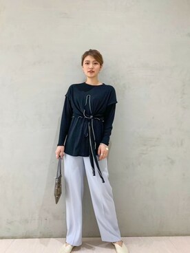 「STUDIOUS（ステュディオス）のアイテム（Tシャツ/カットソー）」を使った、𝕒𝕪𝕒さん（レディース・167cm）の春コーディネート
