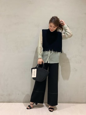 「STUDIOUS(ステュディオス)のアイテム(ベスト)」を使った、𝕒𝕪𝕒さん(レディース・167cm)の春コーディネート