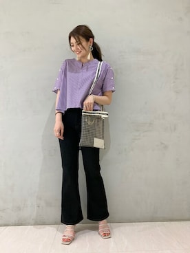 「TOGA PULLA（トーガ　プルラ）の【TOGA PULLA(トーガプルラ)】フリンジイヤリング TP01-AK276（イヤリング）」を使った、𝕒𝕪𝕒さん（レディース・167cm）の夏コーディネート