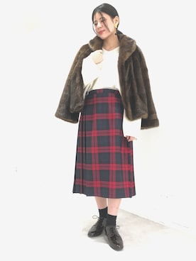 「WINTER STYLE」｜「アイテム（スカート）」を使った、にっしーさん（レディース・154cm）の秋コーディネート