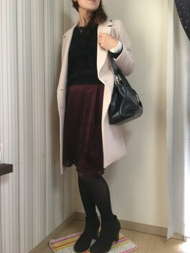 「31 Sons de mode（トランテアン　ソン　ドゥ　モード）のアイテム（チェスターコート）」を使った、Ayumi*さん（レディース・161cm）の冬コーディネート