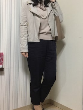 「31 Sons de mode（トランテアン　ソン　ドゥ　モード）のアイテム（ライダースジャケット）」を使った、Ayumi*さん（レディース・161cm）の春コーディネート