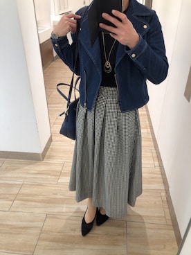 「31 Sons de mode（トランテアン　ソン　ドゥ　モード）のアイテム（ライダースジャケット）」を使った、Ayumi*さん（レディース・161cm）の冬コーディネート