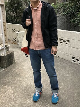 「ロールアップ」｜「アイテム（マウンテンパーカー）」を使った、はんぞーさん（メンズ・169cm）の春コーディネート