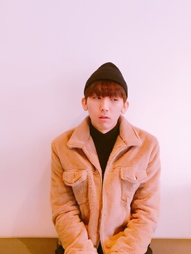 「HALEINE（アレンヌ）のアイテム」を使った、Soo Yong Kimさん（メンズ・185cm）の冬コーディネート